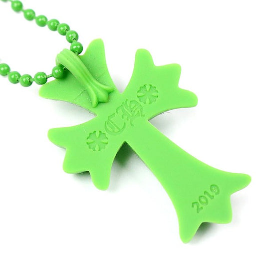 CHROME HEARTS Silicone Rubber Small CH Cross Necklace Green