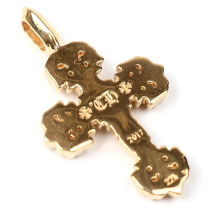CHROME HEARTS 22K Tiny Filigree Cross Pave Emerald Pendant