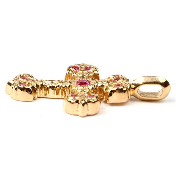 CHROME HEARTS 22K Tiny Filigree Cross Pave Sapphire Pendant
