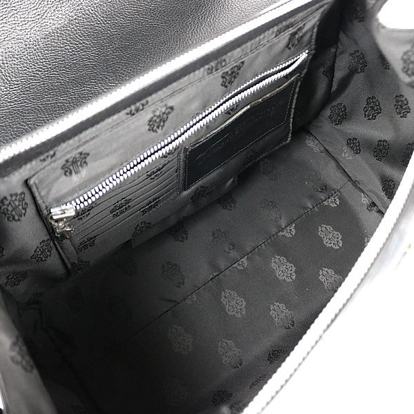 CHROME HEARTS Dog Adams BS Fleur Leather Handbag Black