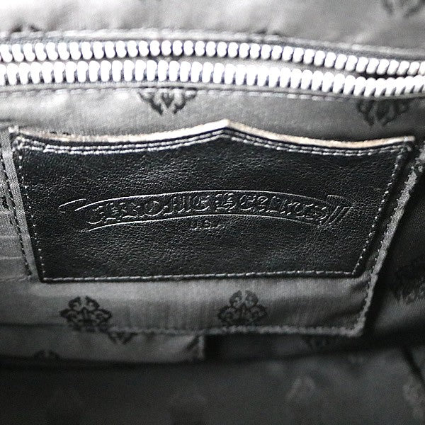CHROME HEARTS Dog Adams BS Fleur Leather Handbag Black