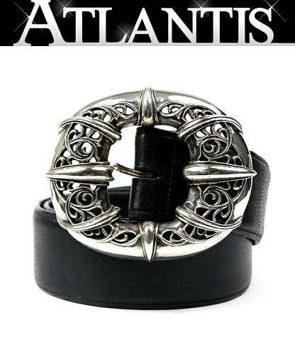CHROME HEARTS 2 Inch Old Talon Center Leather Belt Size 40