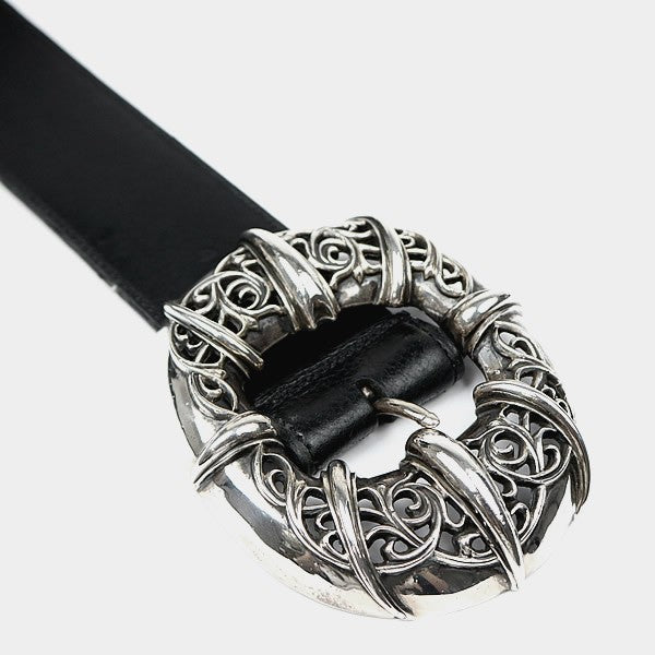 CHROME HEARTS 2 Inch Old Talon Center Leather Belt Size 40