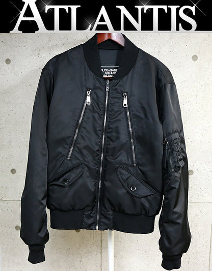 DOLCE&GABBANA MA-1 Bomber Jacket Black Nylon Size 48