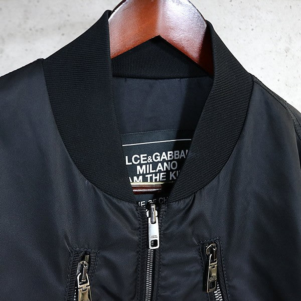 DOLCE&GABBANA MA-1 Bomber Jacket Black Nylon Size 48