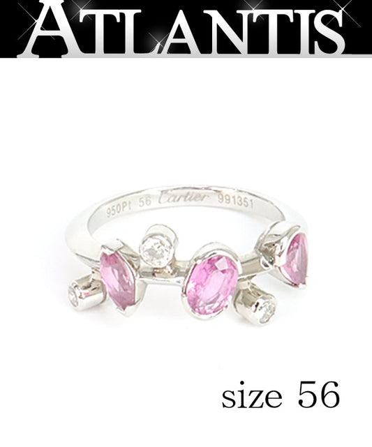 Cartier Melimelo Pink Sapphire Diamond Pt950 Ring Size 56