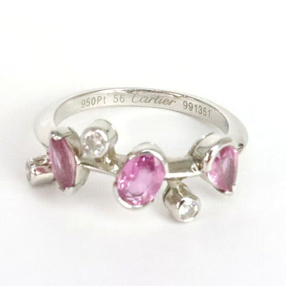 Cartier Melimelo Pink Sapphire Diamond Pt950 Ring Size 56