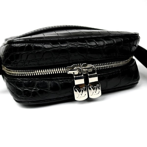 Louis Vuitton Danube Matte Crocodile Shoulder Bag Black