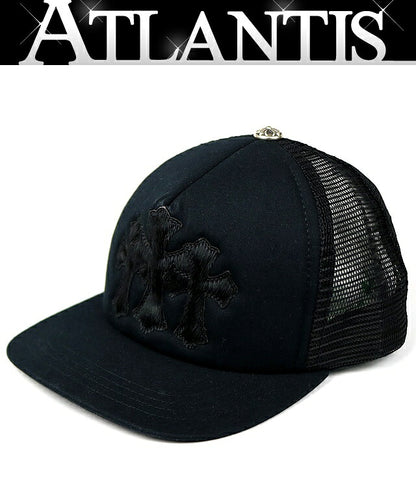 CHROME HEARTS 3 Cemetery Cross Calf Hair Patch Trucker Hat