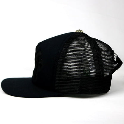 CHROME HEARTS 3 Cemetery Cross Calf Hair Patch Trucker Hat