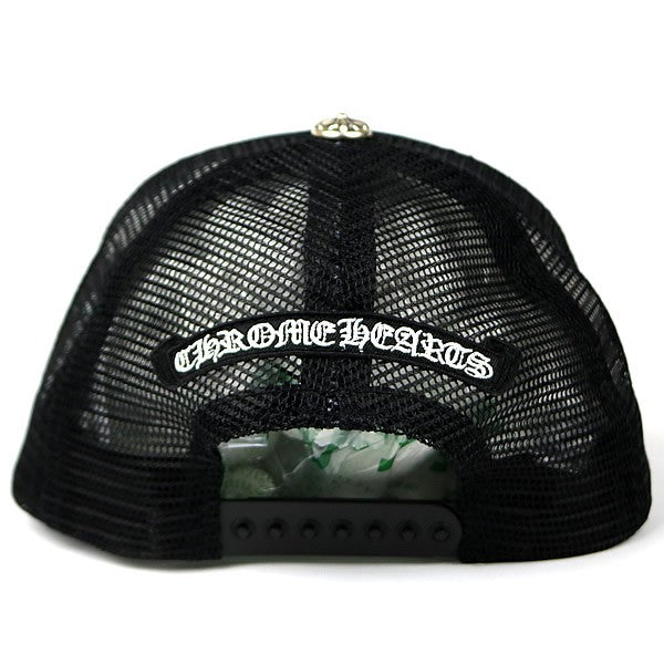 CHROME HEARTS 3 Cemetery Cross Calf Hair Patch Trucker Hat