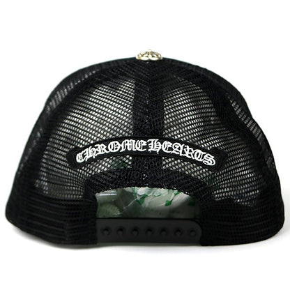 CHROME HEARTS 3 Cemetery Cross Calf Hair Patch Trucker Hat