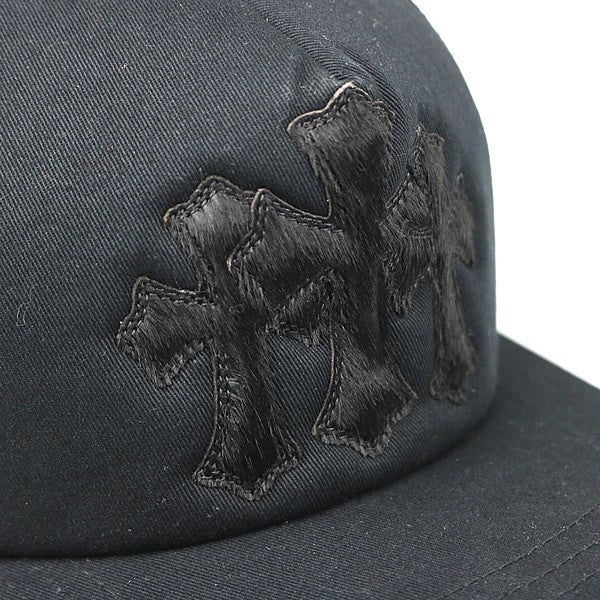 CHROME HEARTS 3 Cemetery Cross Calf Hair Patch Trucker Hat