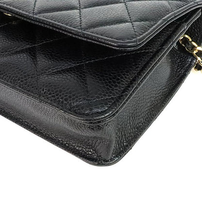 CHANEL Matelasse Black Caviar Chain Wallet