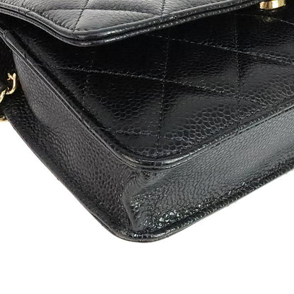 CHANEL Matelasse Black Caviar Chain Wallet