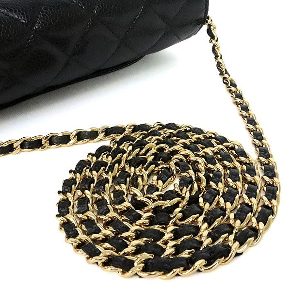 CHANEL Matelasse Black Caviar Chain Wallet