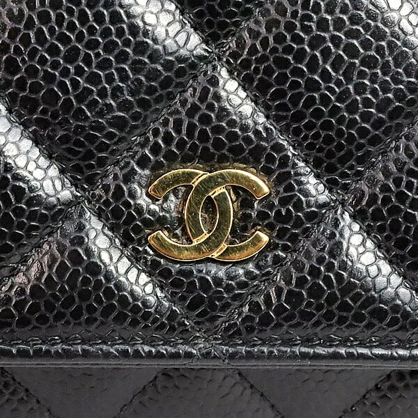 CHANEL Matelasse Black Caviar Chain Wallet