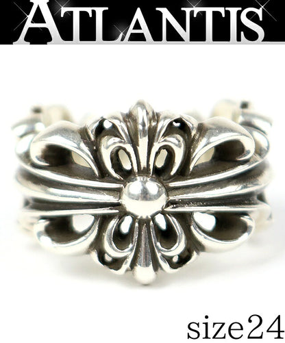 CHROME HEARTS Double Floral Cross Ring Silver 925 Size JP 24