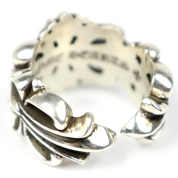 CHROME HEARTS Double Floral Cross Ring Silver 925 Size JP 24