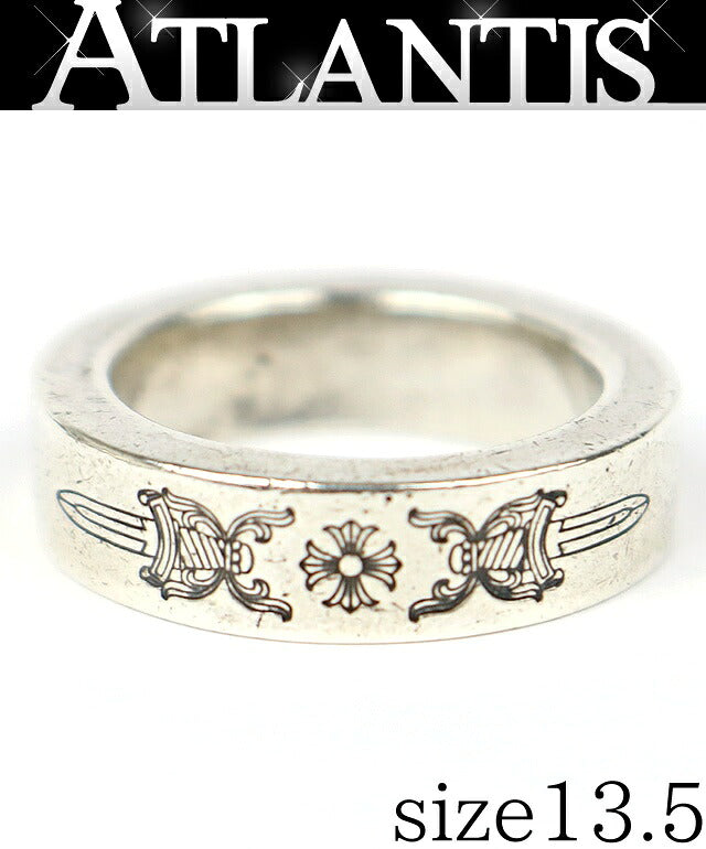 CHROME HEARTS Dagger 6mm Spacer Silver Ring Size JP 13.5