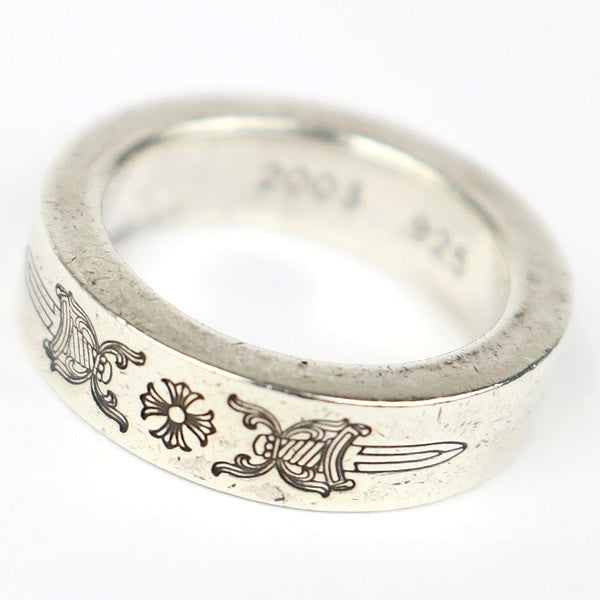 CHROME HEARTS Dagger 6mm Spacer Silver Ring Size JP 13.5