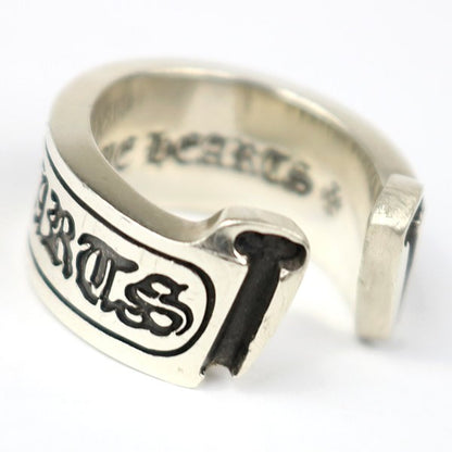 CHROME HEARTS Large Scroll Label Silver Ring Size JP 19.5