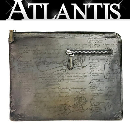 Berluti Calligraphy Scritto Leather Document Case Gray