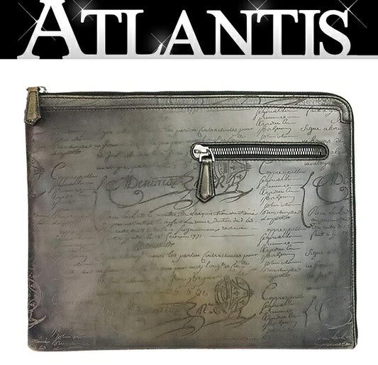Berluti Calligraphy Scritto Leather Document Case Gray