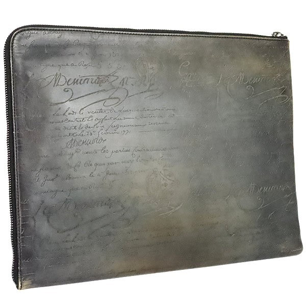 Berluti Calligraphy Scritto Leather Document Case Gray