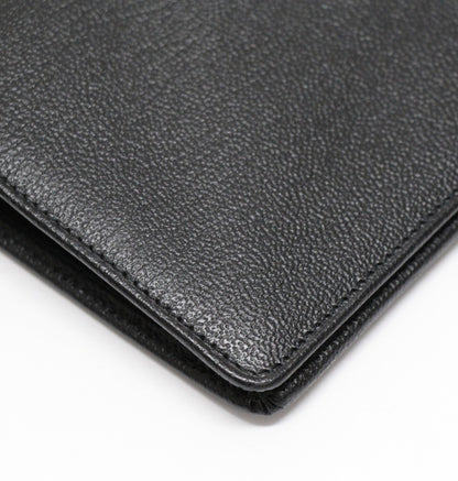 CHANEL Leather Bifold Wallet Black