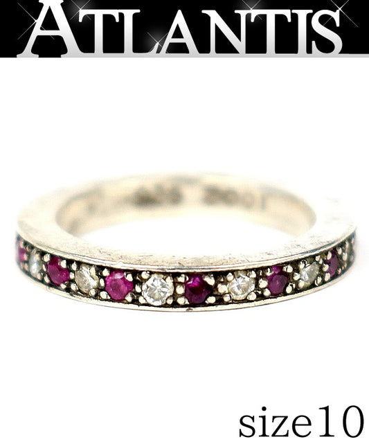 CHROME HEARTS 3mm Pink Sapphire Diamond Ring Size JP 10