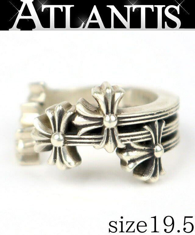 CHROME HEARTS 3CH Cross Ring Silver SV925 Size JP 19.5
