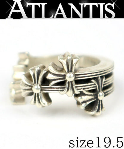 CHROME HEARTS 3CH Cross Ring Silver SV925 Size JP 19.5