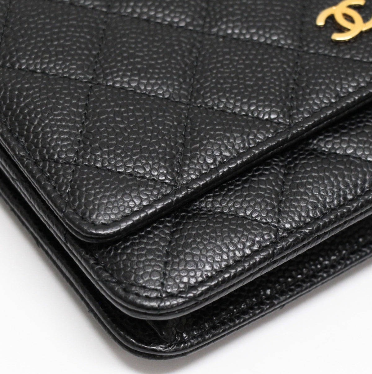 CHANEL Matelasse Black Caviar Chain Wallet