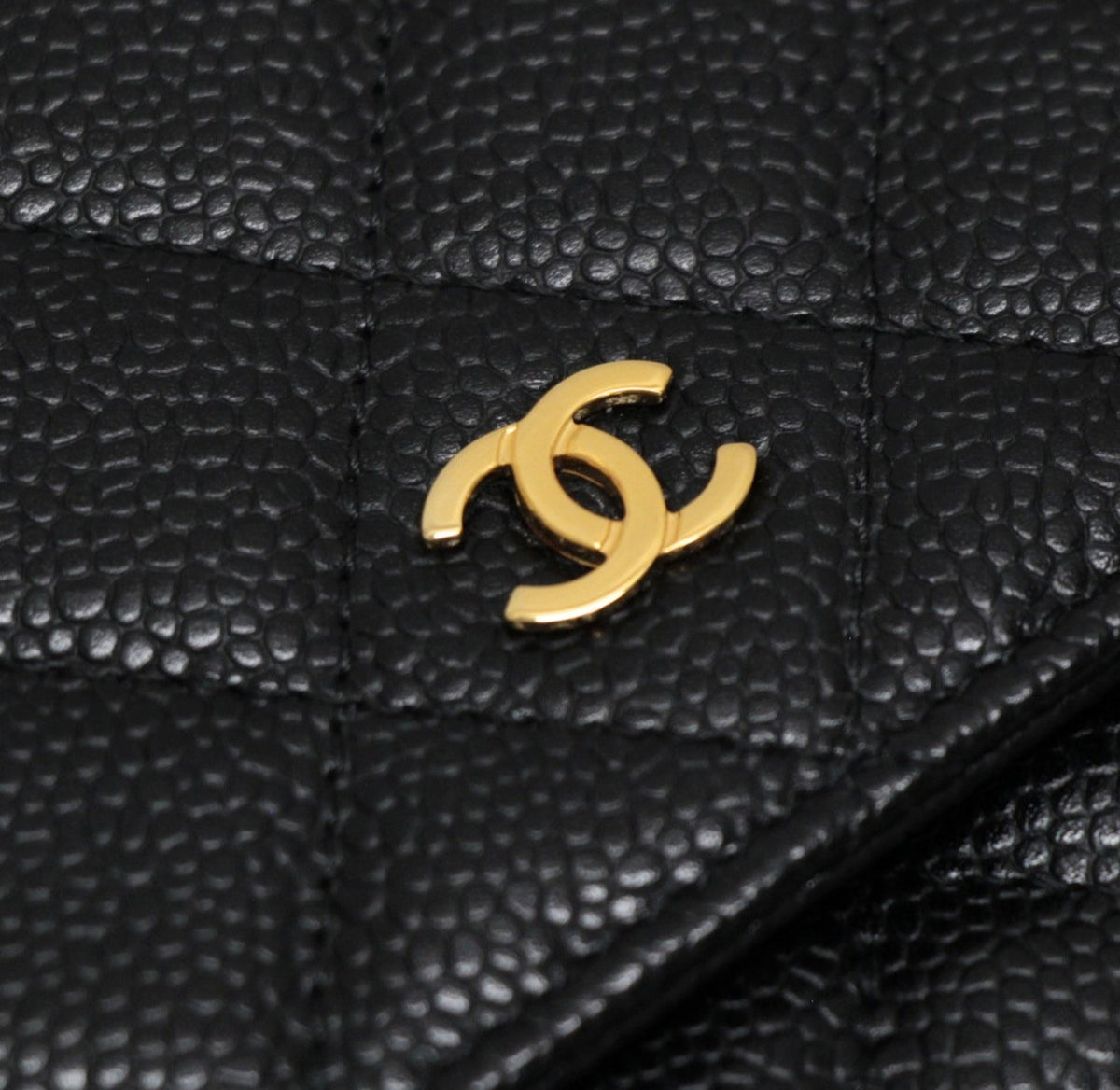 CHANEL Matelasse Black Caviar Chain Wallet