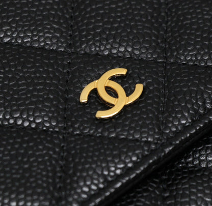 CHANEL Matelasse Black Caviar Chain Wallet