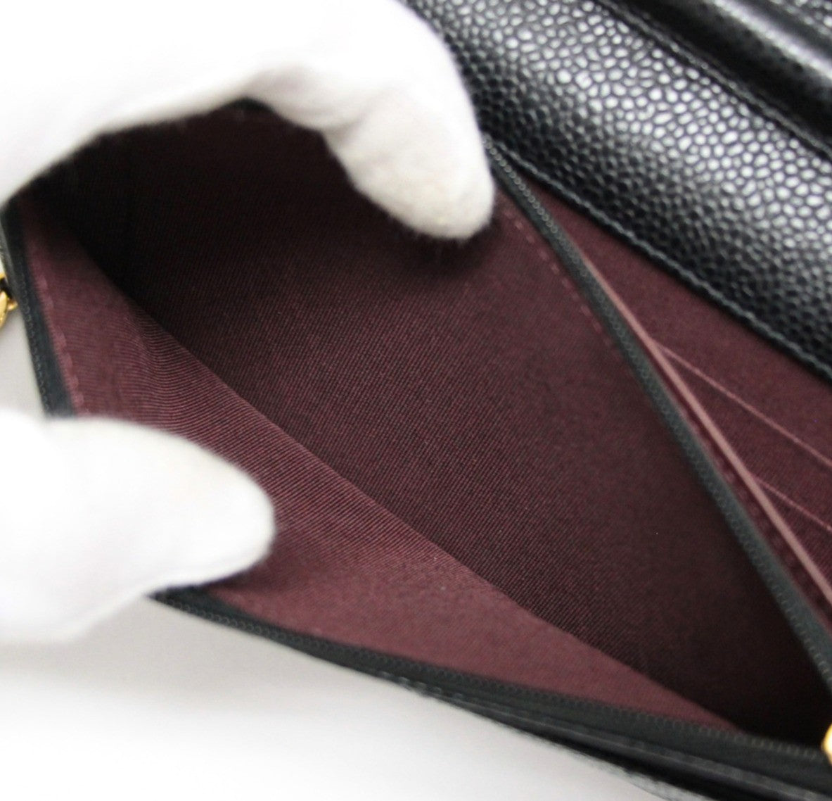 CHANEL Matelasse Black Caviar Chain Wallet