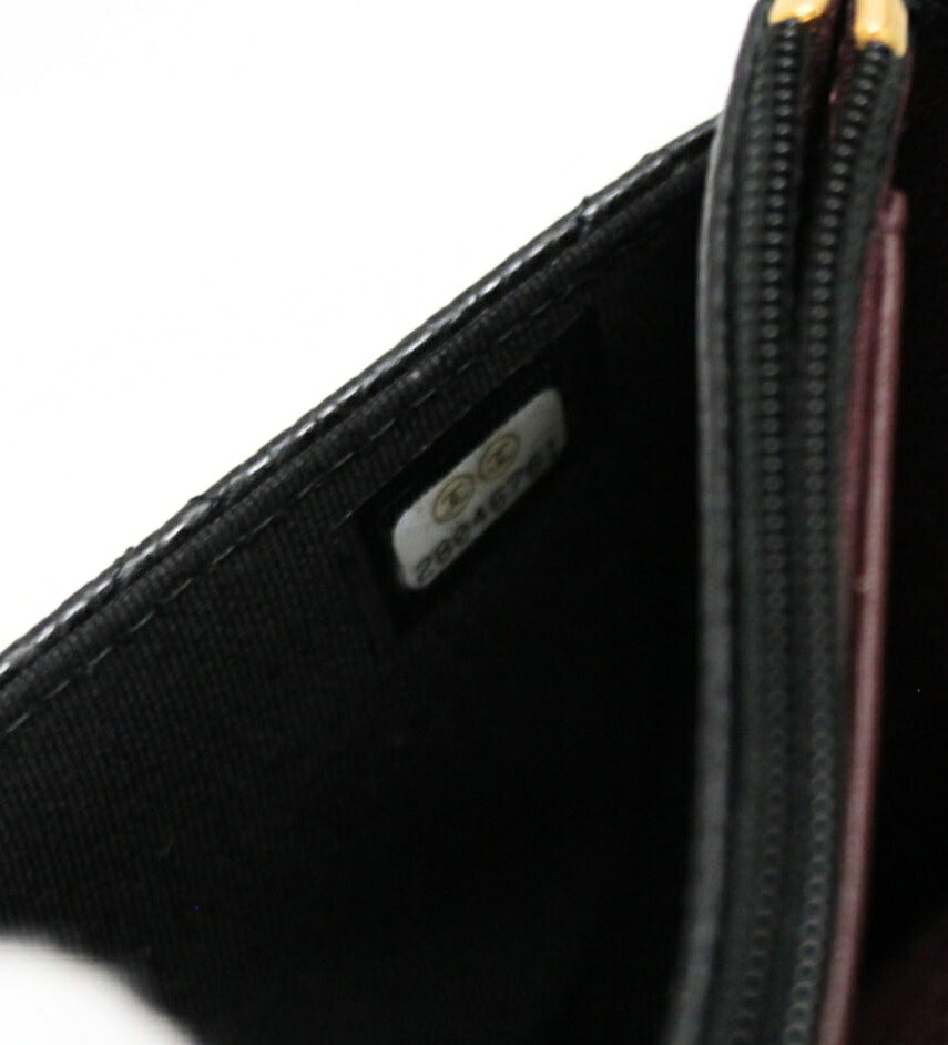 CHANEL Matelasse Black Caviar Chain Wallet