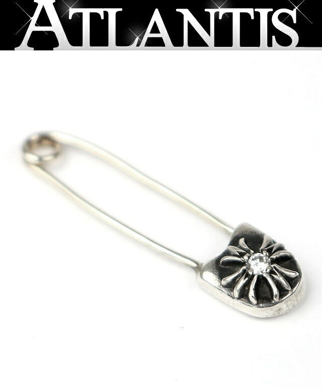 CHROME HEARTS Small Safety Pin 1P Diamond Charm Silver