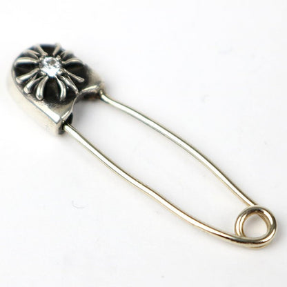 CHROME HEARTS Small Safety Pin 1P Diamond Charm Silver