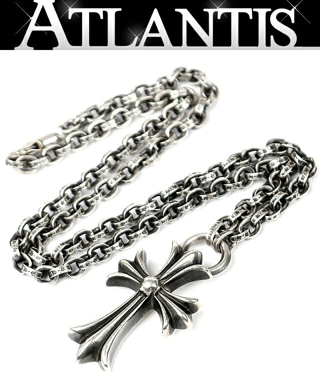 CHROME HEARTS Small CH Cross Paper Chain Necklace Silver 925