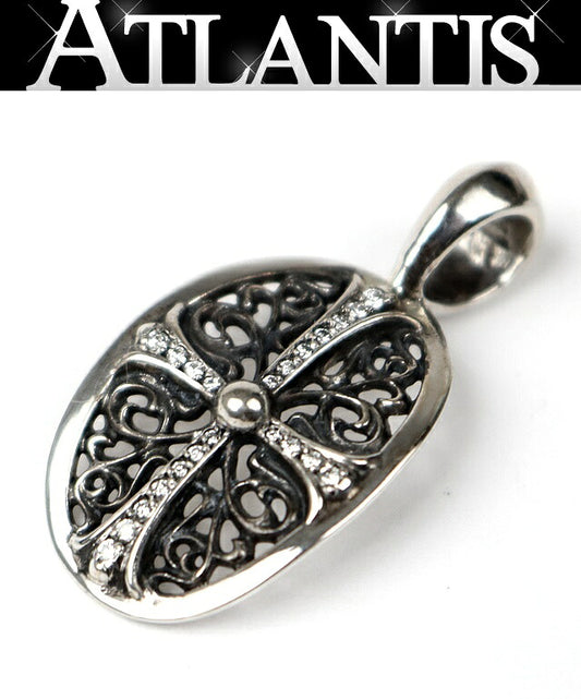 CHROME HEARTS Oval Cross Pave Diamond Silver SV925 Pendant