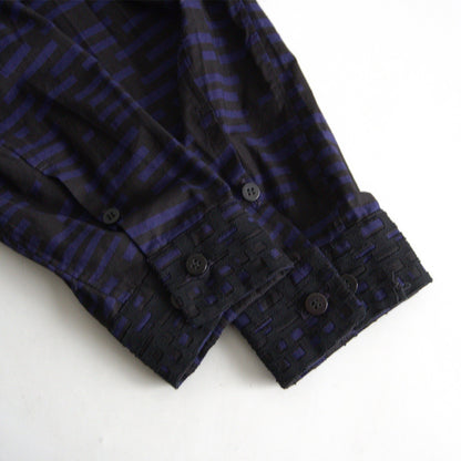ISSEY MIYAKE Multi Pattern Shirt Purple Black Size L