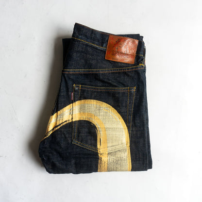 EVISU Lot 2000 Seagull Paint Dark Indigo Jeans Size 33×35