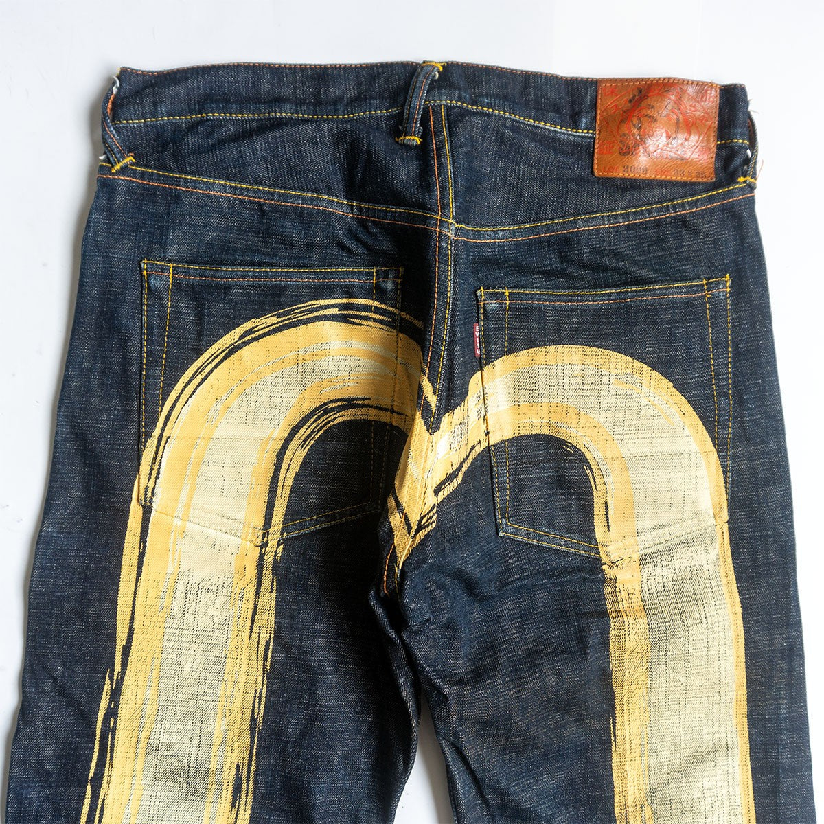 EVISU Lot 2000 Seagull Paint Dark Indigo Jeans Size 33×35