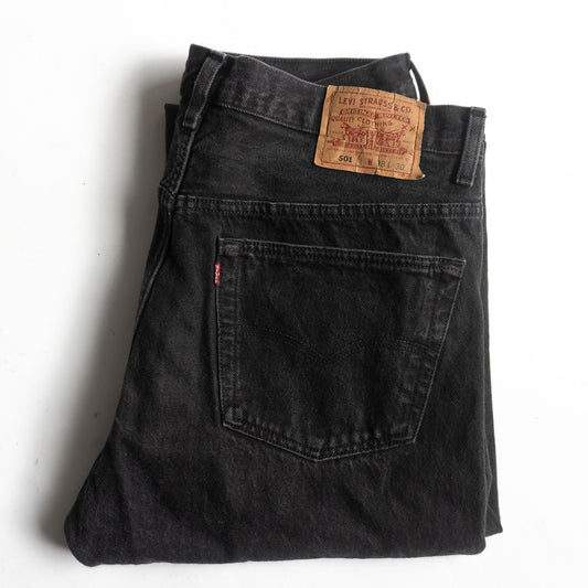 LEVI'S 90s Made in USA Overdyed Black 501 Jeans Size 38×30