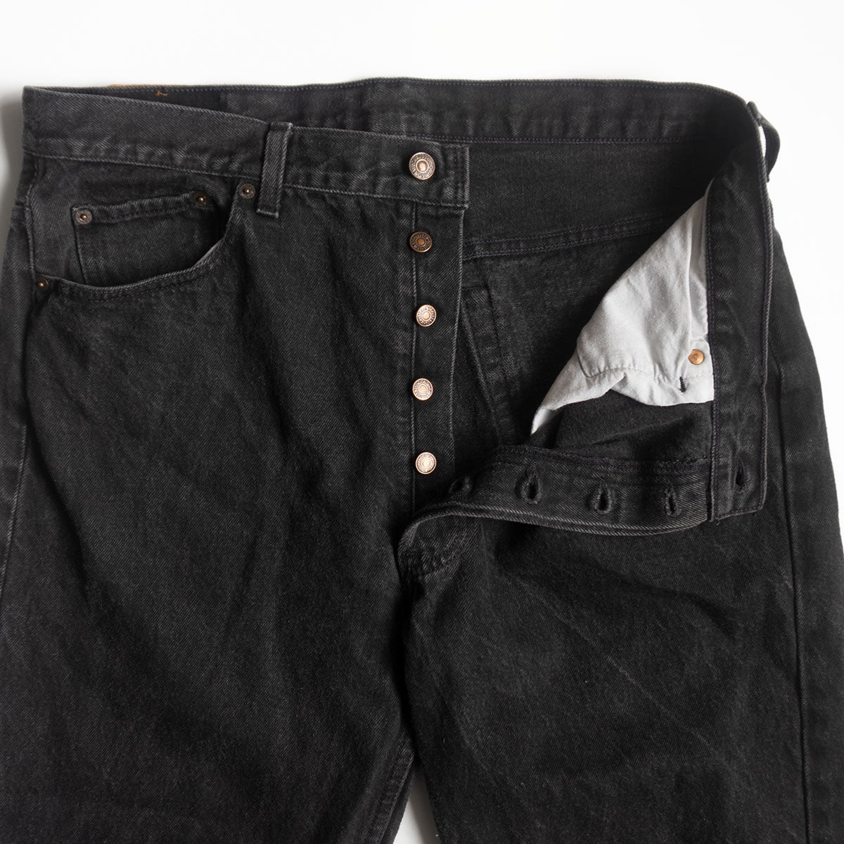 LEVI'S 90s Made in USA Overdyed Black 501 Jeans Size 38×30