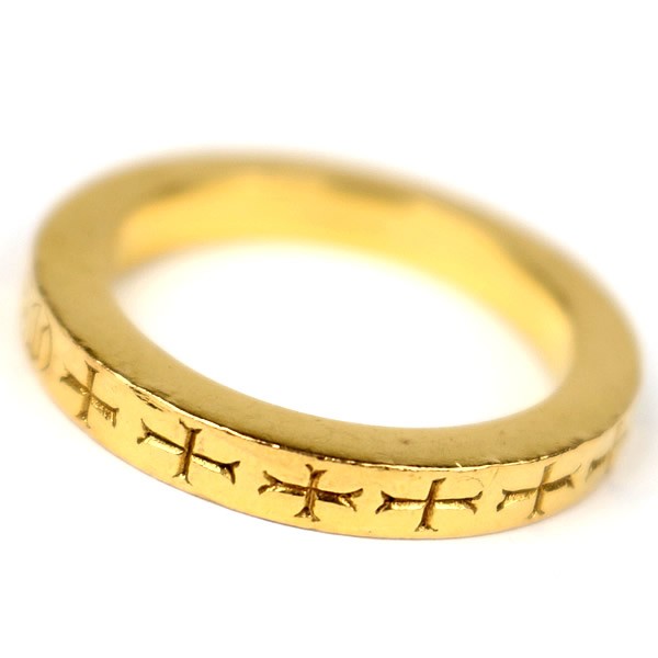 CHROME HEARTS 22K 3mm Spacer Ring YOU" Gold Size JP 19.5