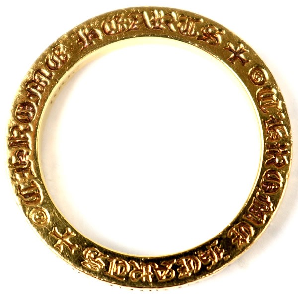CHROME HEARTS 22K 3mm Spacer Ring YOU" Gold Size JP 19.5