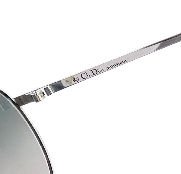 Christian Dior Teardrop Metal Silver Black Sunglasses Size 63□16